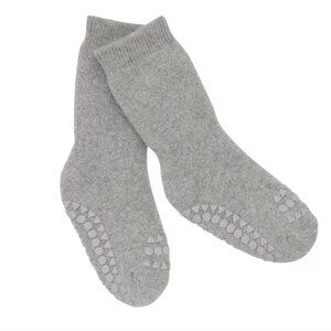 NWT GoBabyGo Non-Slip Rubber Grip Tall Socks (Gray, Organic Cotton Terry)
